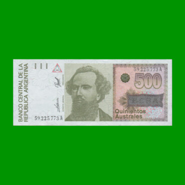 BILLETE DE AUSTRALES, 500 AUSTRALES, BOT 2851, AÑO 1990, ESTADO SIN CIRCULAR.-