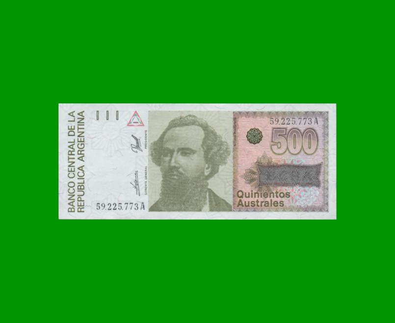 BILLETE DE AUSTRALES, 500 AUSTRALES, BOT 2851, AÑO 1990, ESTADO SIN CIRCULAR.-