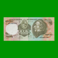 BILLETE DE URUGUAY $100,00 N$ PICK 62b, AÑO 1981, SERIE D, ESTADO SIN CIRCULAR.-