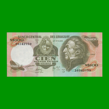 BILLETE DE URUGUAY $100,00 N$ PICK 62b, AÑO 1981, SERIE D, ESTADO SIN CIRCULAR.-