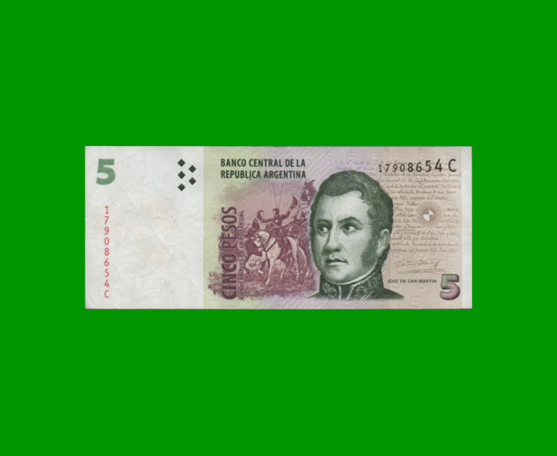 PESOS CONVERTIBLES 2do DISEÑO $5,00, BOT 3310, AÑO 2002, ESTADO MUY BUENO+.-