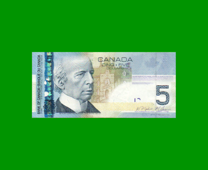 BILLETE DE CANADA 5 DOLARES PICK 101Ad, AÑO 2006/ 2010, ESTADO EXCELENTE.-