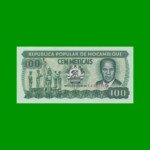 BILLETE DE MOZAMBIQUE 100 METICAIS, PICK 130b, AÑO 1986 ESTADO SIN CIRCULAR.-