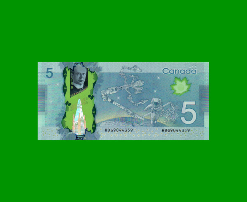 BILLETE DE CANADA 5 DOLARES POLYMERO PICK 106b, AÑO 2013, ESTADO SIN CIRCULAR.- - Imagen 2