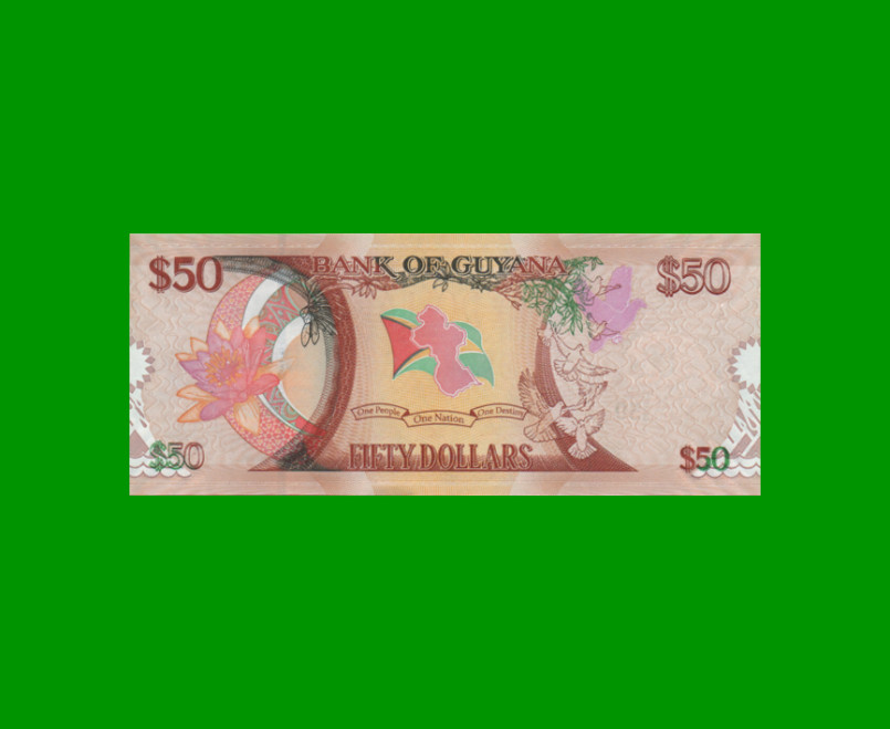 BILLETE DE GUYANA 50 DOLARES CONMEMORATIVO PICK 41, AÑO 2016 ESTADO SIN CIRCULAR.- - Imagen 2