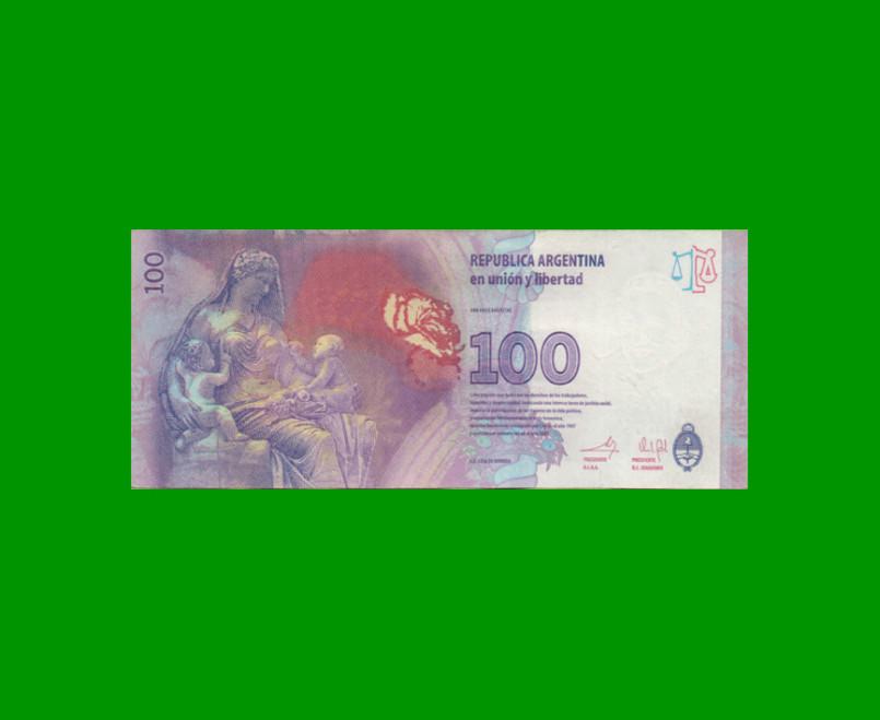 REPOSICION BILLETE CONVERTIBLE TERCER DISEÑO $ 100,00, BOT 4311, ESTADO EXCELENTE- .- - Imagen 2