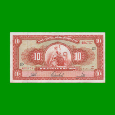 BILLETE DE PERU 10 SOLES, PICK 84a, AÑO 1967, ESTADO EXCELENTE+.-