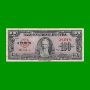 BILLETE DE CUBA $100,00 PICK 82c, AÑO 1958, ESTADO MUY BUENO.-