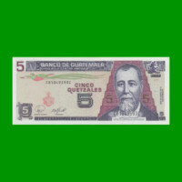BILLETE DE GUATEMALA 5 QUETZALES, PICK 106c, AÑO 2007 ESTADO SIN CIRCULAR.-