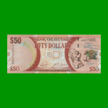 BILLETE DE GUYANA 50 DOLARES CONMEMORATIVO PICK 41, AÑO 2016 ESTADO SIN CIRCULAR.-