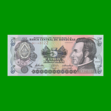 BILLETE DE HONDURAS 5 LEMPIRAS, PICK 91c, AÑO 2010 ESTADO SIN CIRCULAR.-