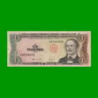 BILLETE DE REPUBLICA DOMINICANA $1,00 ORO PICK 126c, AÑO 1988 ESTADO BUENO+.-