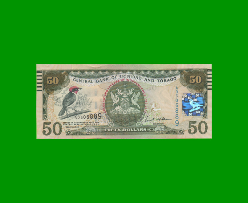 BILLETE DE TRINIDAD Y TOBAGO 50 DOLARES, CONMEMORATIVO, PICK 53 AÑO 2012 ESTADO SIN CIRCULAR.-