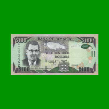 BILLETE DE JAMAICA 100 DOLARES PICK 95, AÑO 2014 ESTADO SIN CIRCULAR.-