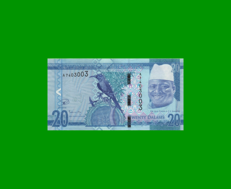 BILLETE DE GAMBIA 20 DALASIS, PICK 33, AÑO 2015 ESTADO SIN CIRCULAR.-