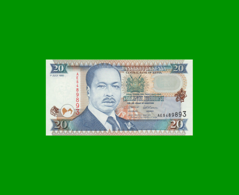 BILLETE DE KENYA 20 SHILINGI,  PICK 32, AÑO 1995 ESTADO SIN CIRCULAR.-