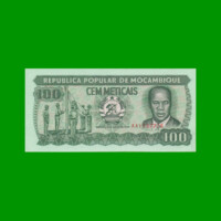 BILLETE DE MOZAMBIQUE 100 METICAIS, PICK 130c, AÑO 1989 ESTADO SIN CIRCULAR.-