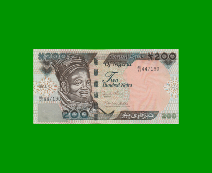 BILLETE DE NIGERIA 200 NAIRA, PICK 29j, AÑO 2011 ESTADO SIN CIRCULAR.-