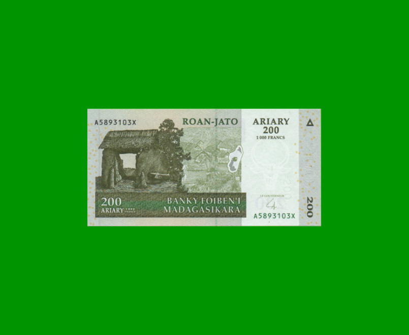 BILLETE DE MADAGASCAR 200 ARIARY, PICK 87b, AÑO 2004 ESTADO SIN CIRCULAR.-