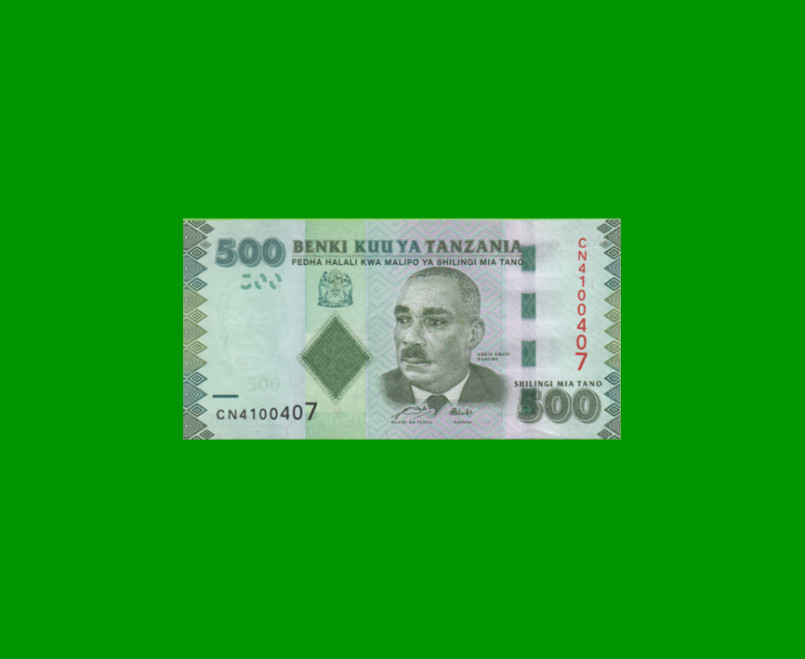 BILLETE DE TANZANIA 500 SHILLINGS, PICK 40, AÑO 2010 ESTADO SIN CIRCULAR.-