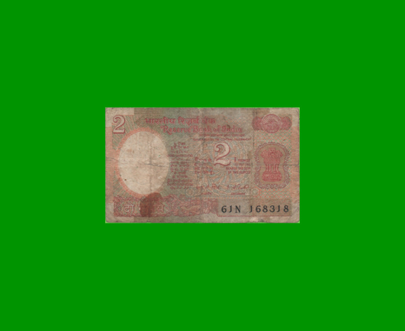 BILLETE DE INDIA 2 RUPIAS, PICK 79d, ESTADO BUENO.-