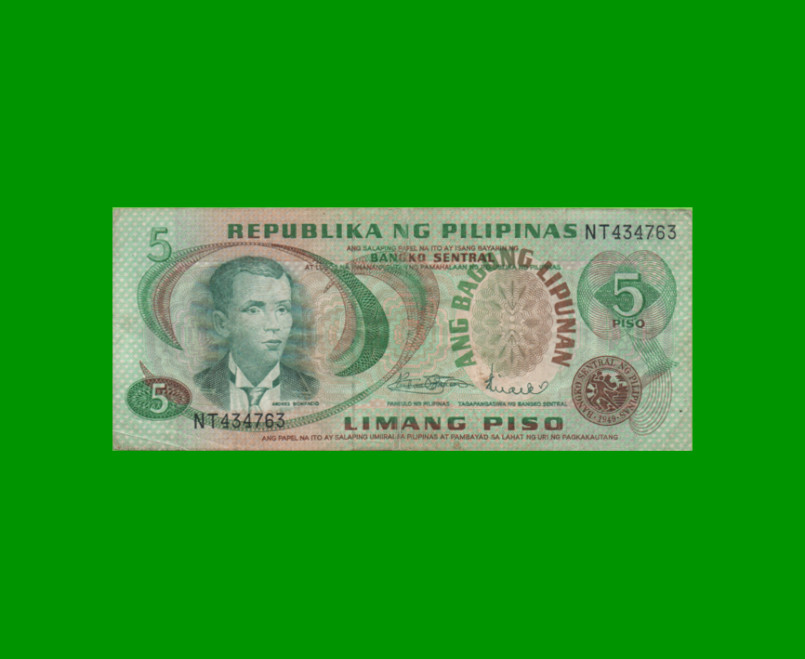 BILLETE DE FILIPINAS 5 PISO, PICK 160a, ESTADO MUY BUENO.-