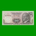 BILLETE DE TURQUIA 50 LIRAS, PICK 188, AÑO L. 1970 (1976), ESTADO SIN CIRCULAR.-