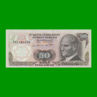 BILLETE DE TURQUIA 50 LIRAS, PICK 188, AÑO L. 1970 (1976), ESTADO SIN CIRCULAR.-