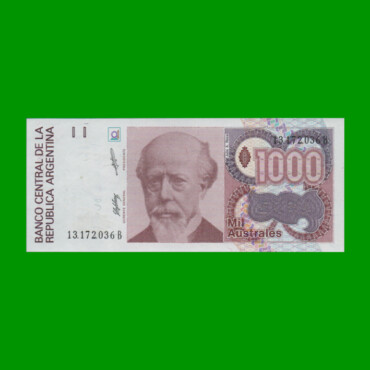 BILLETE DE AUSTRALES, 1.000 AUSTRALES, BOT 2856, AÑO 1989, ESTADO SIN CIRCULAR.-