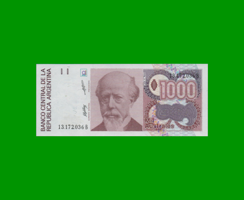 BILLETE DE AUSTRALES, 1.000 AUSTRALES, BOT 2856, AÑO 1989, ESTADO SIN CIRCULAR.-