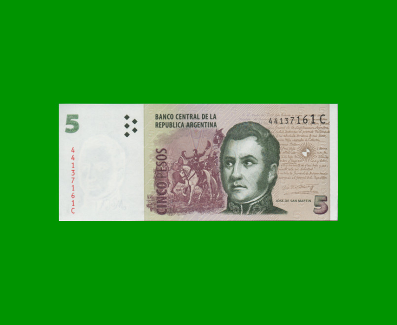 PESOS CONVERTIBLES 2do DISEÑO $5,00, BOT 3313, AÑO 2003, ESTADO SIN CIRCULAR.-