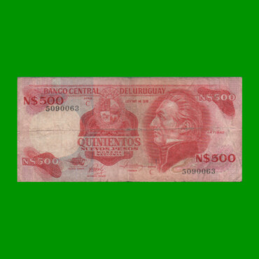 BILLETE DE URUGUAY $500,00 N$ PICK 63b, AÑO 1985, SERIE C, ESTADO BUENO.-