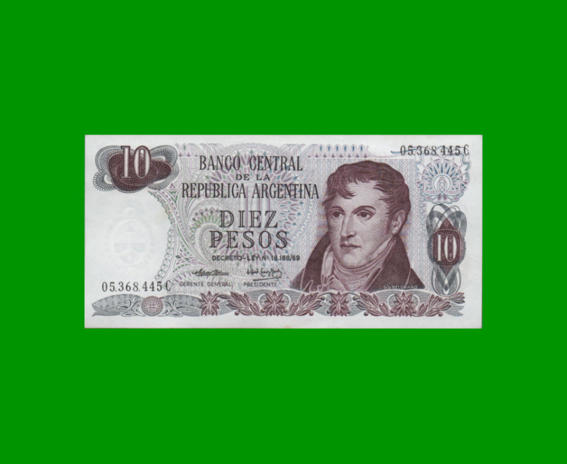 PESOS LEY 18.188 $10,00, BOT 2350, AÑO 1973, ESTADO EXCELENTE+ .-