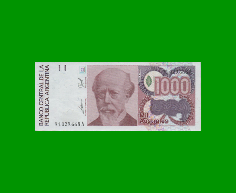 BILLETE DE AUSTRALES, 1.000 AUSTRALES,  BOT 2855, AÑO 1989, ESTADO SIN CIRCULAR.-