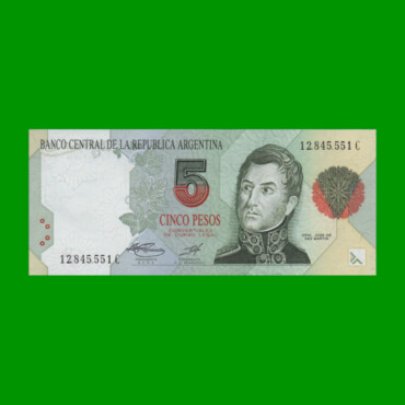 PESOS CONVERTIBLES 1er DISEÑO $5,00, BOT 3034, AÑO 1996, ESTADO EXCELENTE+.-