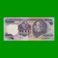 BILLETE DE URUGUAY $1.000,00 N$ PICK 64b, AÑO 1981, SERIE B, ESTADO MUY BUENO- .-