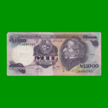 BILLETE DE URUGUAY $1.000,00 N$ PICK 64b, AÑO 1981, SERIE B, ESTADO MUY BUENO- .-