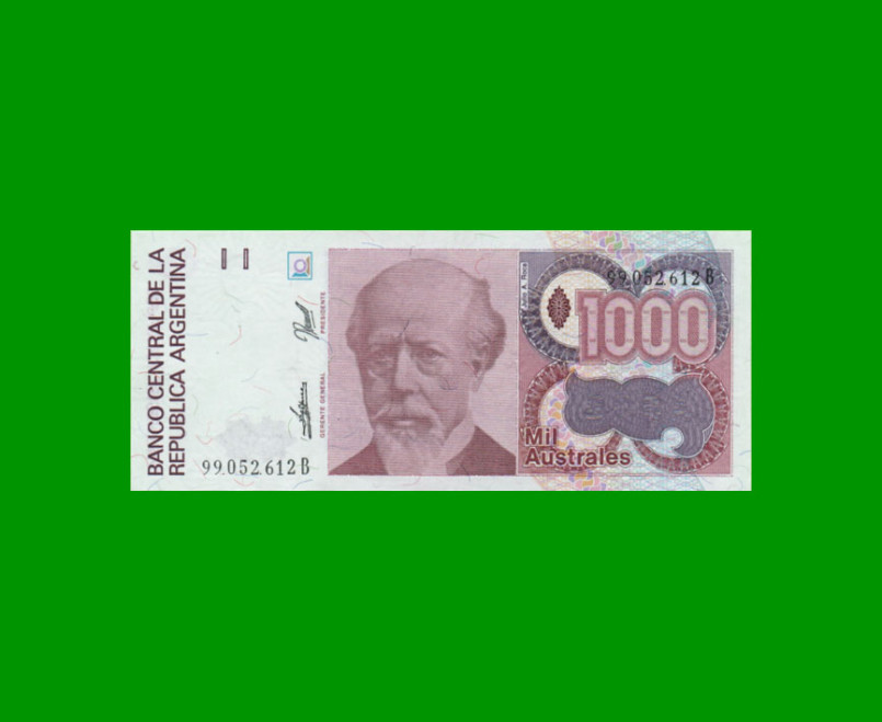 BILLETE DE AUSTRALES, 1.000 AUSTRALES, BOT 2859, AÑO 1990, ESTADO SIN CIRCULAR.-