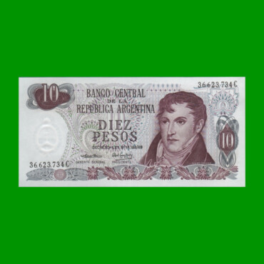 PESOS LEY 18.188 $10,00, BOT 2351, AÑO 1974, ESTADO SIN CIRCULAR.-