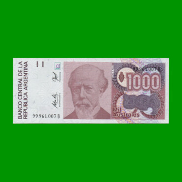BILLETE DE AUSTRALES, 1.000 AUSTRALES, BOT 2861, AÑO 1990, ESTADO SIN CIRCULAR.-