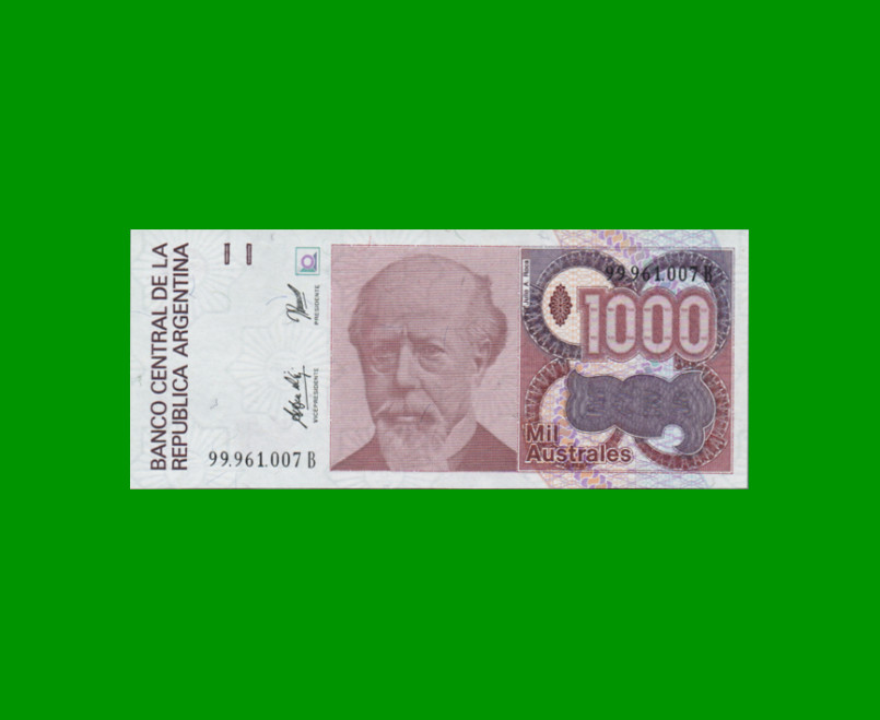 BILLETE DE AUSTRALES, 1.000 AUSTRALES, BOT 2861, AÑO 1990, ESTADO SIN CIRCULAR.-