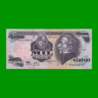 BILLETE DE URUGUAY $1.000,00 N$ PICK 64Aa, AÑO 1991, SERIE C, ESTADO MUY BUENO.-