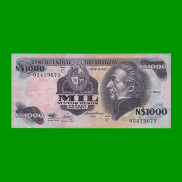 BILLETE DE URUGUAY $1.000,00 N$ PICK 64Aa, AÑO 1991, SERIE C, ESTADO MUY BUENO.-