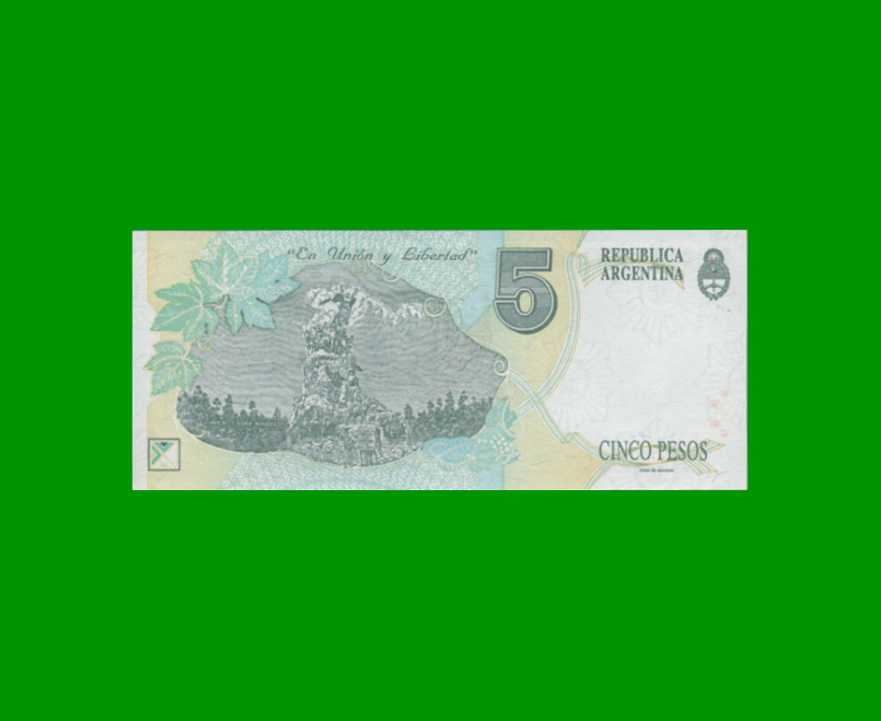 PESOS CONVERTIBLES 1er DISEÑO $5,00, BOT 3035, AÑO 1997, ESTADO EXCELENTE.- - Imagen 2