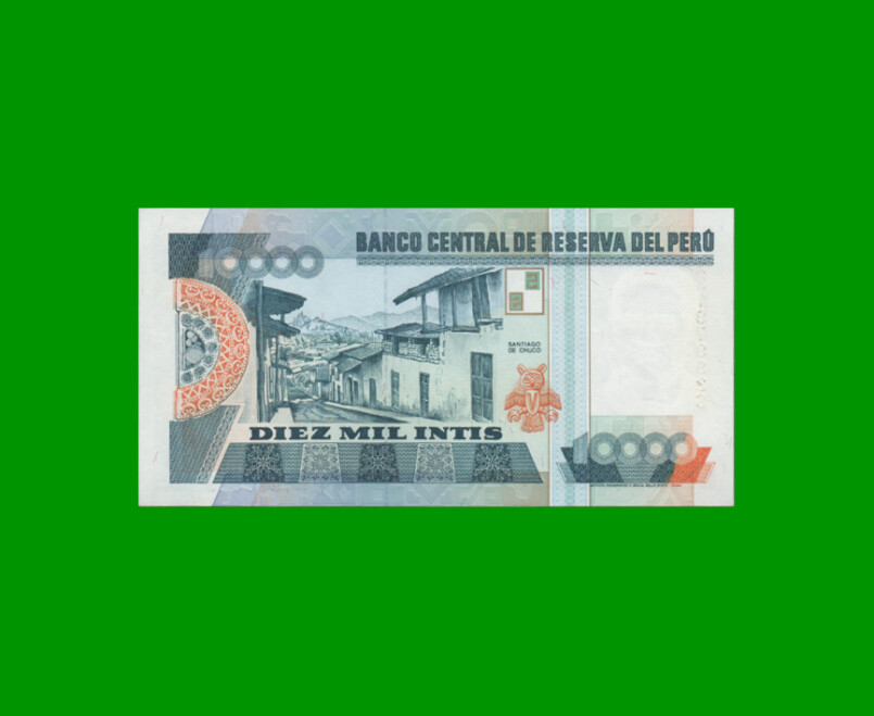 BILLETE DE PERU 10.000 INTIS, PICK 140, AÑO 1988, ESTADO SIN CIRCULAR.- - Imagen 2
