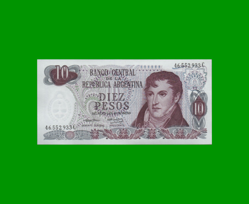 PESOS LEY 18.188 $10,00, BOT 2351a, AÑO 1974, ESTADO EXCELENTE+ .-