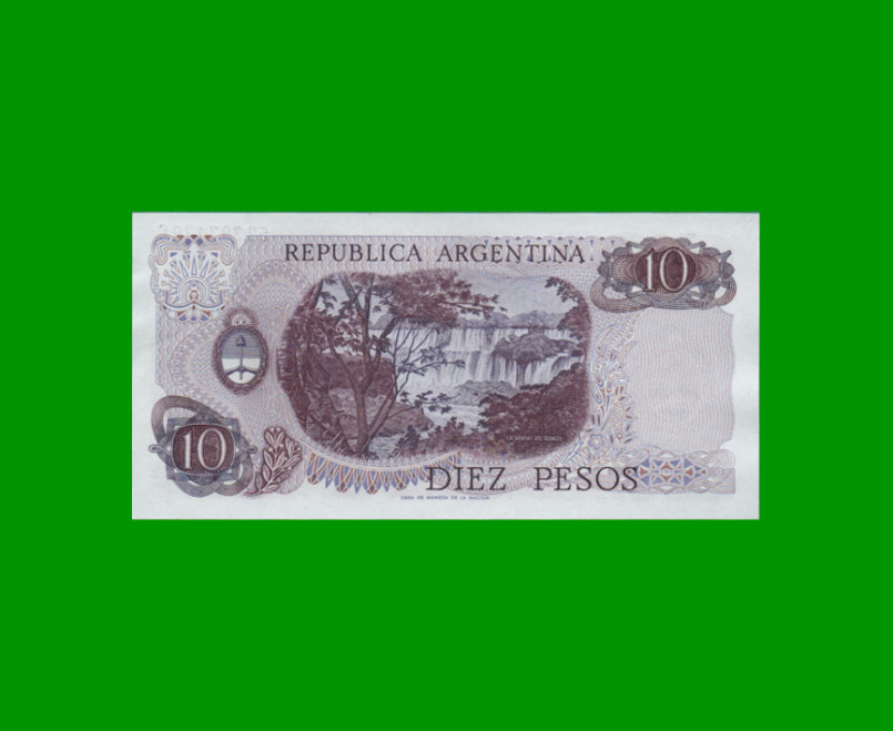 PESOS LEY 18.188 $10,00, BOT 2351a, AÑO 1974, ESTADO SIN CIRCULAR.- - Imagen 2