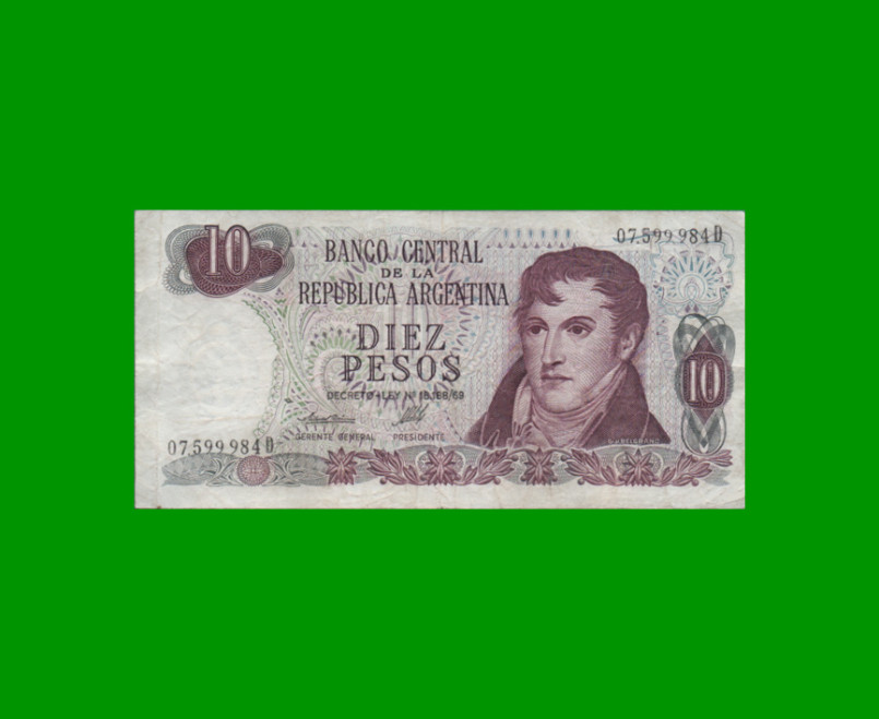 PESOS LEY 18.188 $10,00, BOT 2354, AÑO 1974, ESTADO MUY BUENO- .-