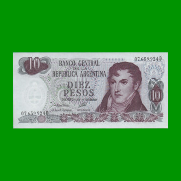 PESOS LEY 18.188 $10,00, BOT 2354, AÑO 1974, ESTADO SIN CIRCULAR.-
