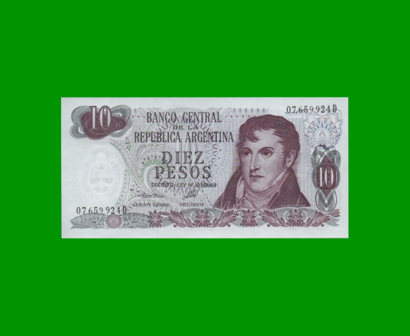 PESOS LEY 18.188 $10,00, BOT 2354, AÑO 1974, ESTADO SIN CIRCULAR.-